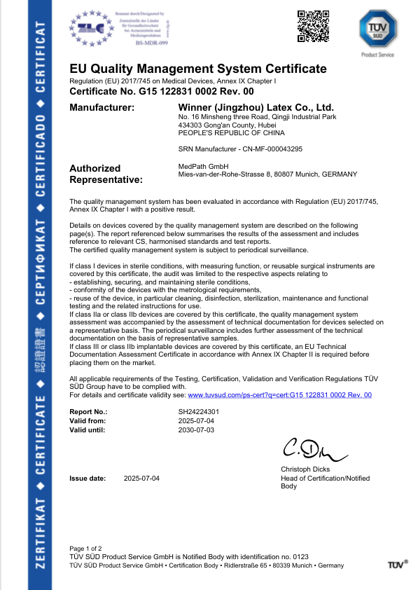 EU Quality Management System Certificate